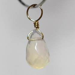 ж14kgf 18金に変更可能 天然石エチオピア産オパールブリオレットBチャーム　素材 3枚目の画像