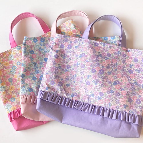 お花とリボンのフリル入園入学3点セット レッスンバッグ+