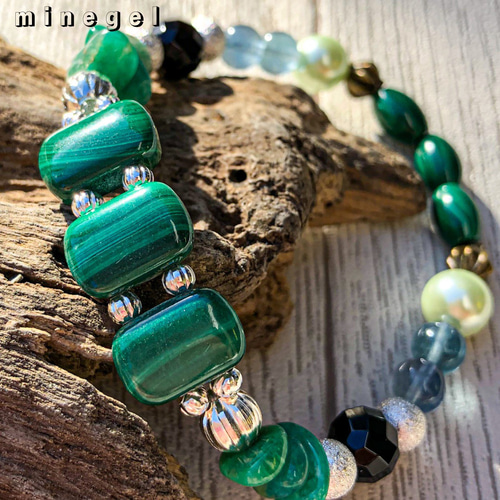 受注制作]美しいマラカイト ブルーグリーン フローライト オニキス  