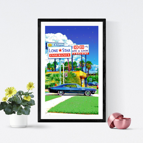 アートポスター】アメリカ テキサスのクラシックカー（作品No.573
