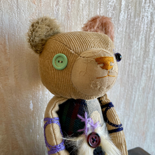 クマのぬいぐるみ【染めシリーズ】コーヒー染めCharm Bear-まもりクマ