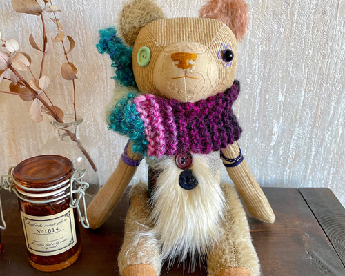 珈琲染め bear ai ハンドメイド テディベア 手のひらサイズ while Chatting | pattern free a with bear teddy patchwork a Making くま 11㎝ その他