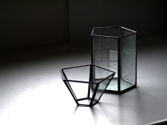 ステンドグラス　水耕栽培ケース　５角形 4枚目の画像