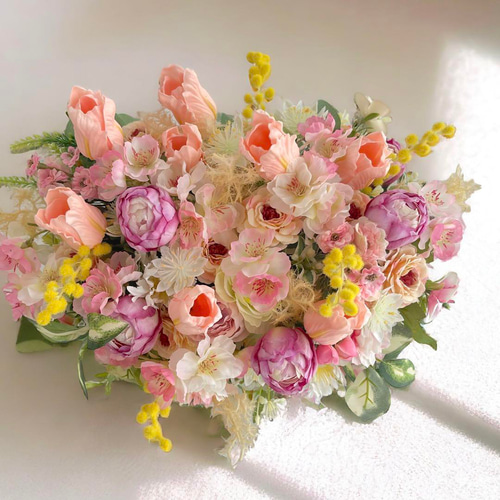 光触媒 チューリップの春アレンジメント アーティフィシャルフラワー