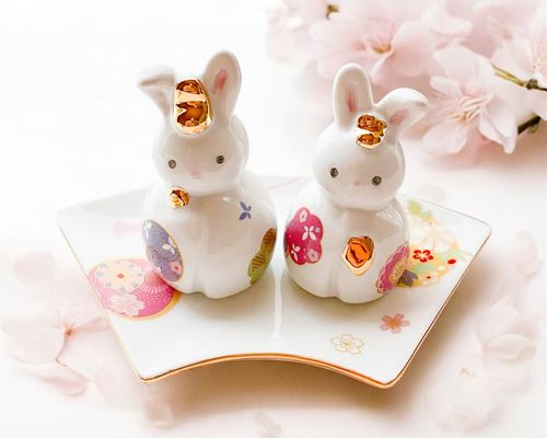 ラスト1点のみ！オーダー名前入り コンパクトうさぎ雛人形 ひな祭り