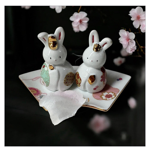 今期販売終了】オーダー名前入り コンパクトうさぎ雛人形 ひな祭り