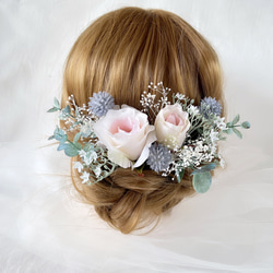 青　ウエディング　ブライダル　ヘッドドレス　造花　カラードレス　和装　成人式　髪飾り　フラワー　色打掛　結婚式　前撮り 11枚目の画像
