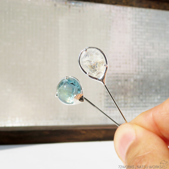 ホワイト ラブラドライト ブローチ / White Labradorite Brooch 5枚目の画像