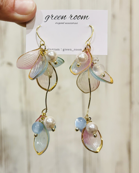 ハンドメイド ピアス イヤリング オレンジ 金木犀 フラワー お花
