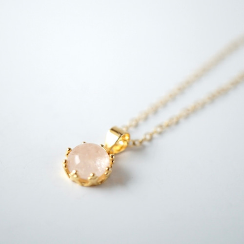 4月の誕生石】桜色モルガナイトの一粒ネックレス 天然石 14kgf