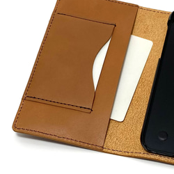 送料無料 手帳型 スマホケース iPhone 12 mini 用 スマホショルダー ハードカバー 革 ブラウン 5枚目の画像