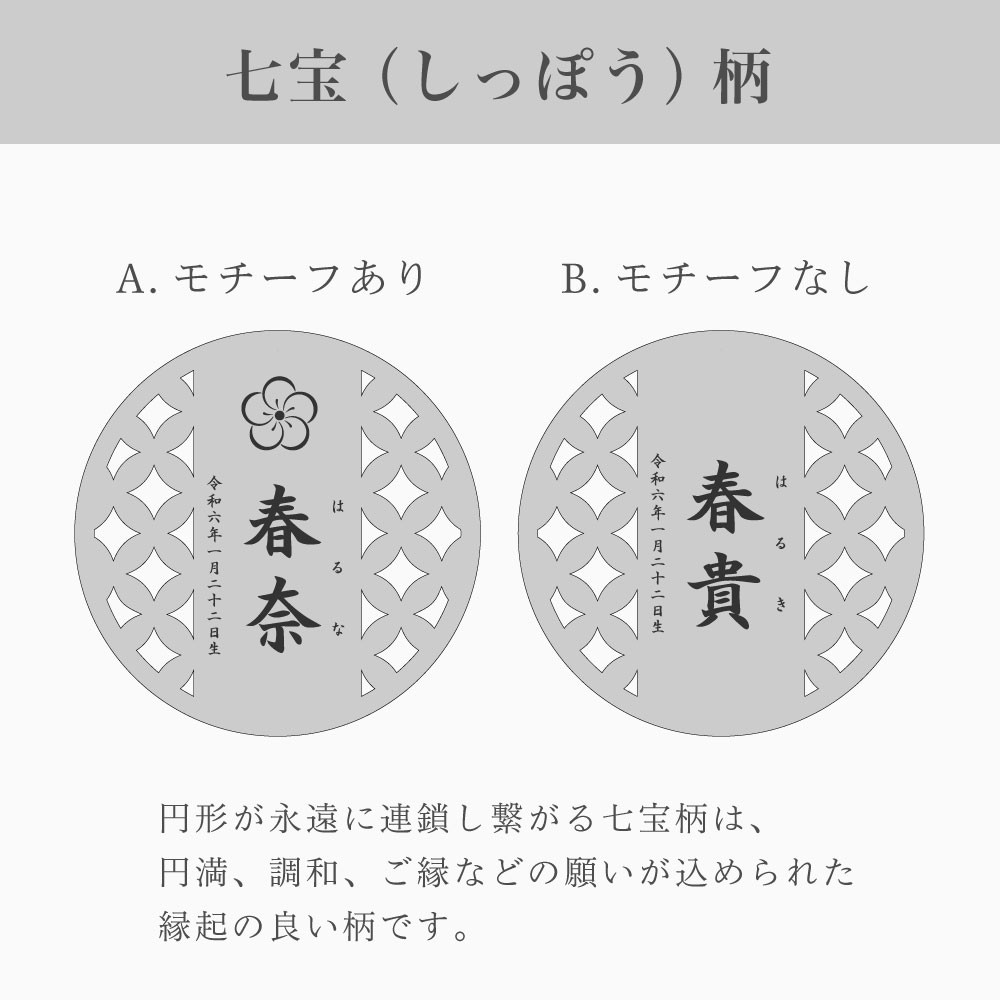 桃の節句 ひなまつり 初節句 端午の節句【七宝名前札】名入れ 木製 檜 ヒノキ 木札 立札 丸型 丸形