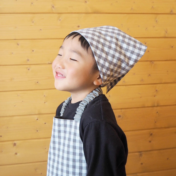 【３点セット】わたあめ✳︎リネンエプロンセット（幼児サイズ） 17枚目の画像