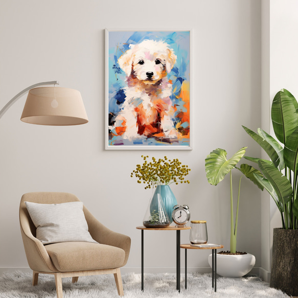 【まなざし - グレートピレニーズ犬の子犬 No.4】アートポスター 犬の絵 犬の絵画 犬のイラスト 7枚目の画像