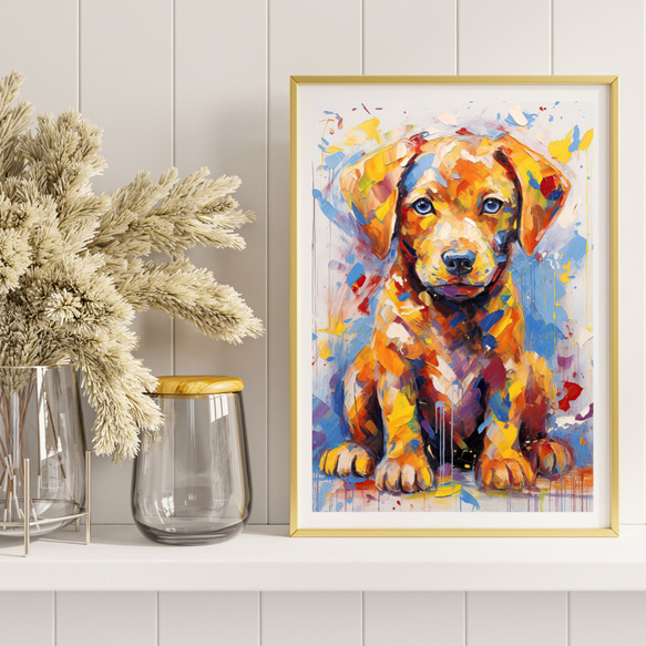【まなざし - ラブラドールレトリバー犬の子犬 No.4】アートポスター 犬の絵 犬の絵画 犬のイラスト 8枚目の画像