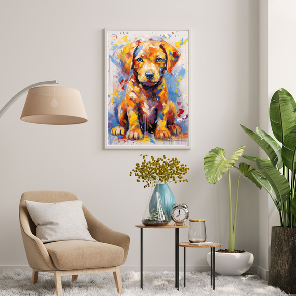 【まなざし - ラブラドールレトリバー犬の子犬 No.4】アートポスター 犬の絵 犬の絵画 犬のイラスト 7枚目の画像