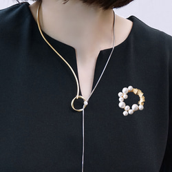 【Y型】thinner shape necklace【真鍮製】バイカラーネックレス　結婚式　卒業式　入学式　フォーマル 2枚目の画像