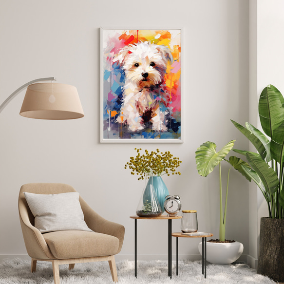 【まなざし - マルチーズ犬の子犬 No.2】アートポスター 犬の絵 犬の絵画 犬のイラスト 7枚目の画像