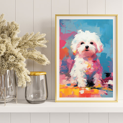 【まなざし - マルチーズ犬の子犬 No.3】アートポスター 犬の絵 犬の絵画 犬のイラスト 8枚目の画像