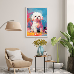 【まなざし - マルチーズ犬の子犬 No.3】アートポスター 犬の絵 犬の絵画 犬のイラスト 7枚目の画像