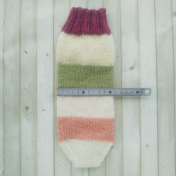 あったかウールの手編み靴下(4色ボーダー)底面24×10.5cm『Creema限定』 2枚目の画像