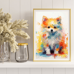【まなざし - ポメラニアン犬の子犬 No.4】アートポスター 犬の絵 犬の絵画 犬のイラスト 8枚目の画像