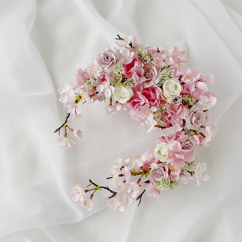 桜のリース アーティフィシャルフラワー 桜 ピンク アートフラワー 花