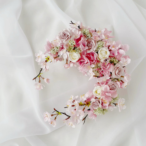 桜のリース アーティフィシャルフラワー 桜 ピンク アートフラワー 花