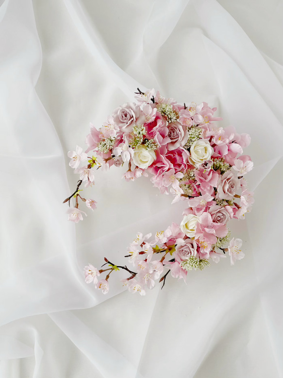 桜のリース アーティフィシャルフラワー 桜 ピンク アートフラワー 花