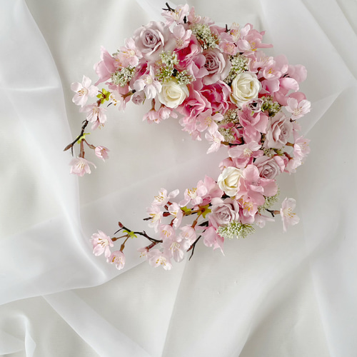 桜のリース アーティフィシャルフラワー 桜 ピンク アートフラワー 花
