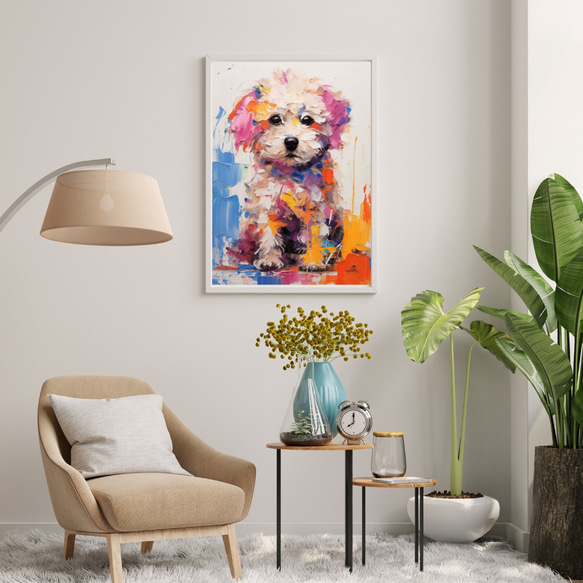 【まなざし - プードル犬の子犬 No.1】アートポスター 犬の絵 犬の絵画 犬のイラスト 7枚目の画像