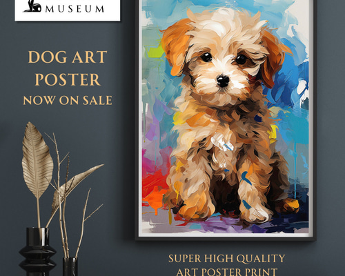 【新作】原画一点物 絵画 『bitter』犬の絵 イラスト トイプードル アート 蝶犬戯舞 - トイプードル犬の子犬 No.3】春・蝶・子犬・アート