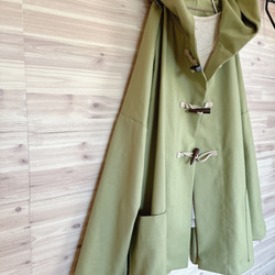 a.myuオリーブカーキ色 フードダッフルコート cotton コート a.myu