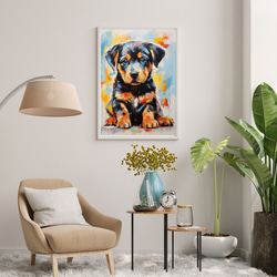 【まなざし - ロットワイラー犬の子犬 No.2】アートポスター 犬の絵 犬の絵画 犬のイラスト 7枚目の画像
