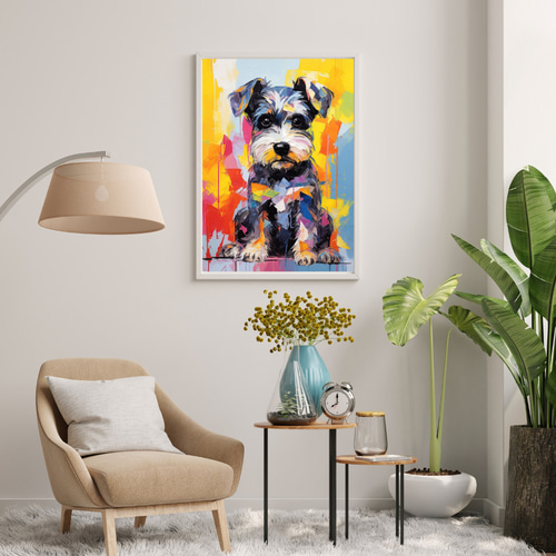 まなざし - シュナウザー犬の子犬 No.4】アートポスター 犬の絵 犬の