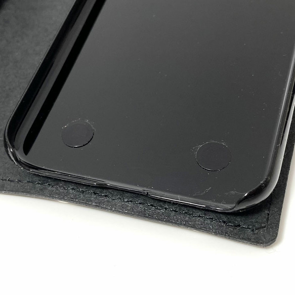送料無料 手帳型 スマホケース iPhone 13 pro 用 スマホショルダー ハードカバー 革 ブラック 6枚目の画像