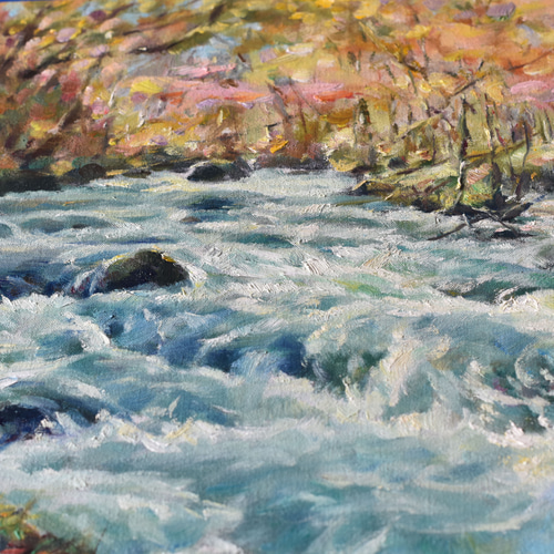 絵画　原画　風景画　肉筆　キャンバス　F6 『海に映る朝日』 油彩画 小林幸三 「河童橋」 F6号 額入り 油絵 風景画 額装絵画