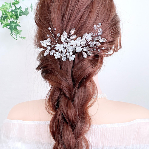 【メーカー再生品】 ナチュラル ぷっくり ヘアゴム ビーズ刺繍 ブラウン シンプル ヘアアレンジ
