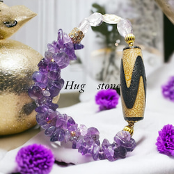 一匹の虎が宿る◇虎牙天珠】 天然石ブレスレット アメジスト