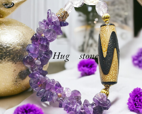 一匹の虎が宿る◇虎牙天珠】 天然石ブレスレット アメジスト