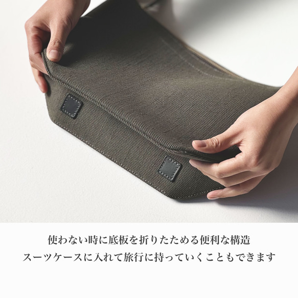 使用了輕量結實的棉麻帆布的側背包 【卡其 / khaki】 第9張的照片