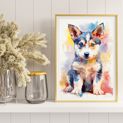 【まなざし - シベリアンハスキー犬の子犬 No.3】アートポスター 犬の絵 犬の絵画 犬のイラスト 8枚目の画像