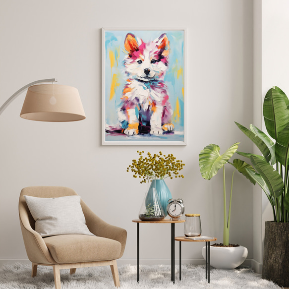 【まなざし - シベリアンハスキー犬の子犬 No.5】アートポスター 犬の絵 犬の絵画 犬のイラスト 7枚目の画像