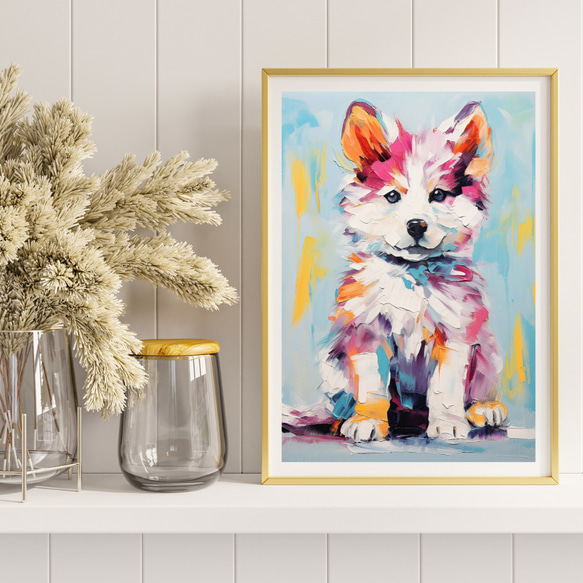 【まなざし - シベリアンハスキー犬の子犬 No.5】アートポスター 犬の絵 犬の絵画 犬のイラスト 8枚目の画像