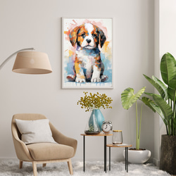 【まなざし - セントバーナード犬の子犬 No.2】アートポスター 犬の絵 犬の絵画 犬のイラスト 7枚目の画像