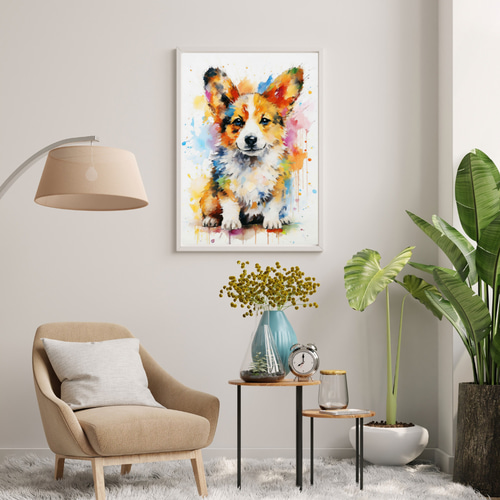 コーギー　ウェルシュコーギー　犬　犬の絵　原画　絵画　鉛筆画　手描き　イラスト 色鉛筆画 犬 No 32 原画手描き イラスト MIYU'sアート miyu 通販