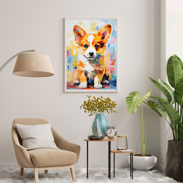 【まなざし - ウェルシュコーギー犬の子犬 No.4】アートポスター 犬の絵 犬の絵画 犬のイラスト 7枚目の画像