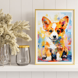 【まなざし - ウェルシュコーギー犬の子犬 No.4】アートポスター 犬の絵 犬の絵画 犬のイラスト 8枚目の画像