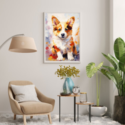 【まなざし - ウェルシュコーギー犬の子犬 No.5】アートポスター 犬の絵 犬の絵画 犬のイラスト 7枚目の画像