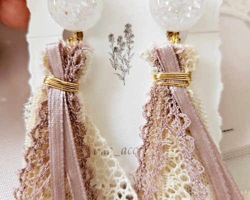 再販6　個性的　チュール　レース　タッセル　フリンジ　ピアス　イヤリング　アクセ 90053.jpg